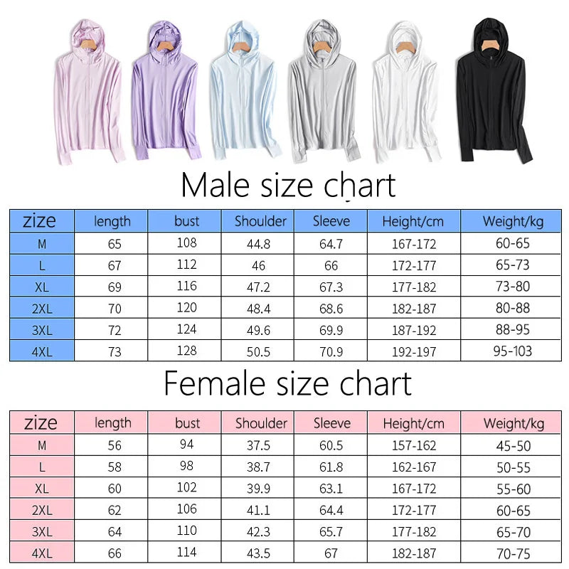 Hot Ultrathin Sunscreen Jacket Unisex Cycling Fishing Jacket Outdoor Sport Sun Protection Hoodie Shirts Clothing Ice Silk Summer