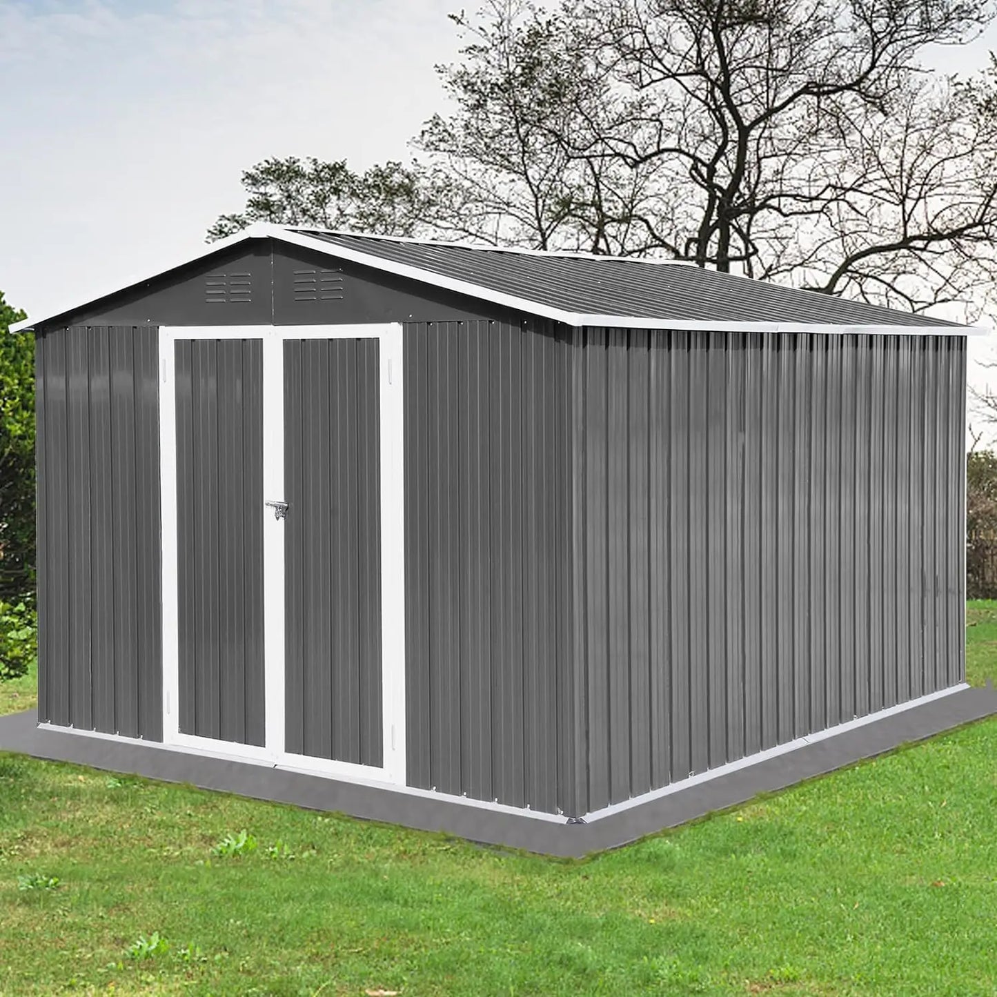 10x8/5x4/5x3 FT Metal Outdoor Galvanized Steel Storage Shed