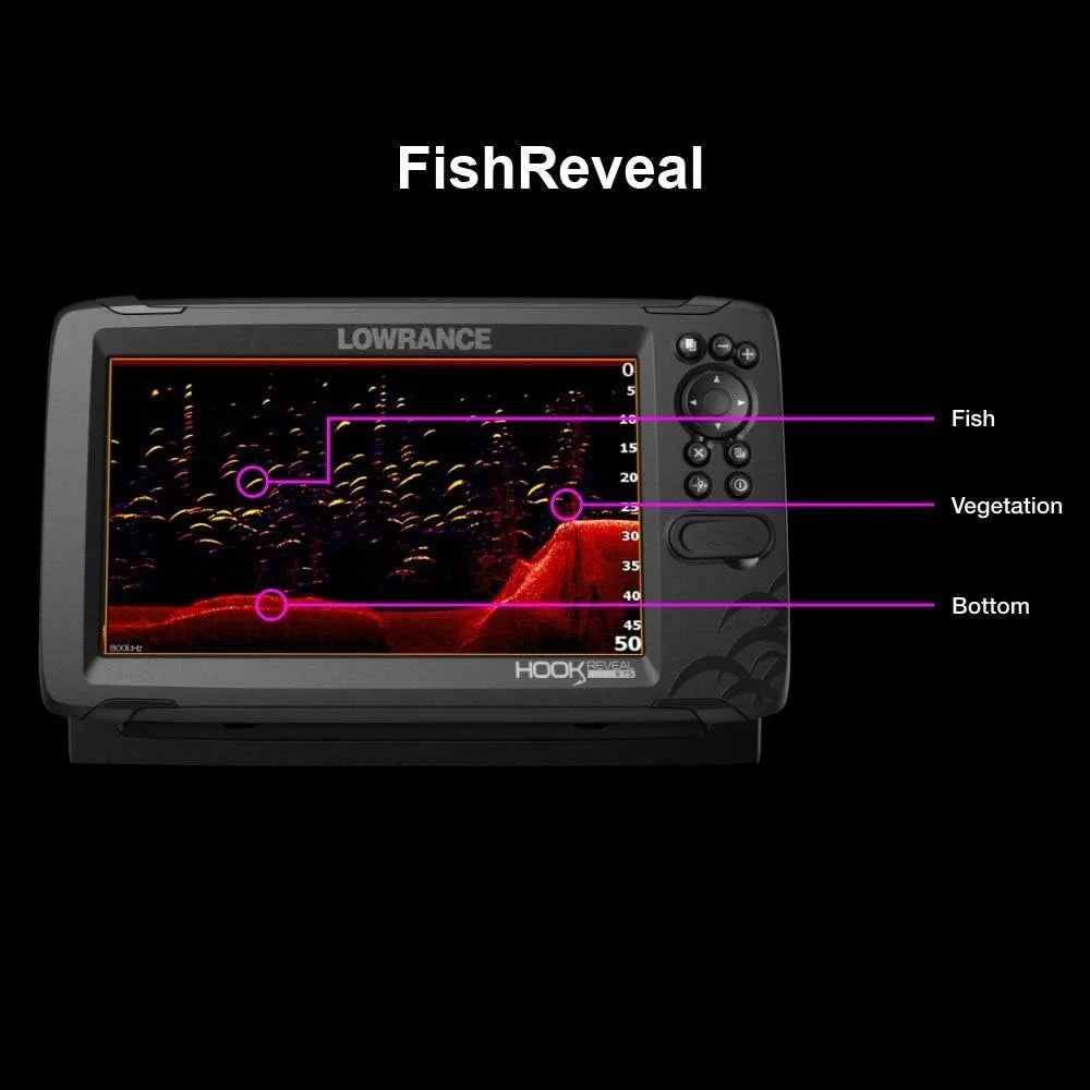 Lowrance Hook Reveal 7 Inch Fish Finders with Transducer, Plus Optional Preloaded Maps