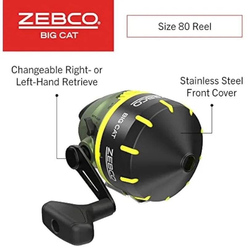 Zebco Big Cat Spincast Reel and Fishing Rod Combo, All-Metal Gears, Changeable Right- or Left-Hand Retrieve