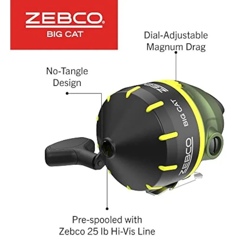 Zebco Big Cat Spincast Reel and Fishing Rod Combo, All-Metal Gears, Changeable Right- or Left-Hand Retrieve