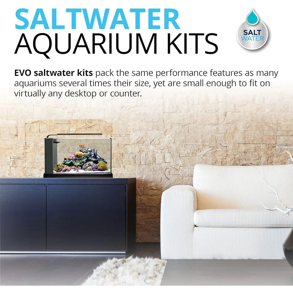 Sea Evo V Saltwater Fish Tank Aquarium Kit, Black, 5 gal