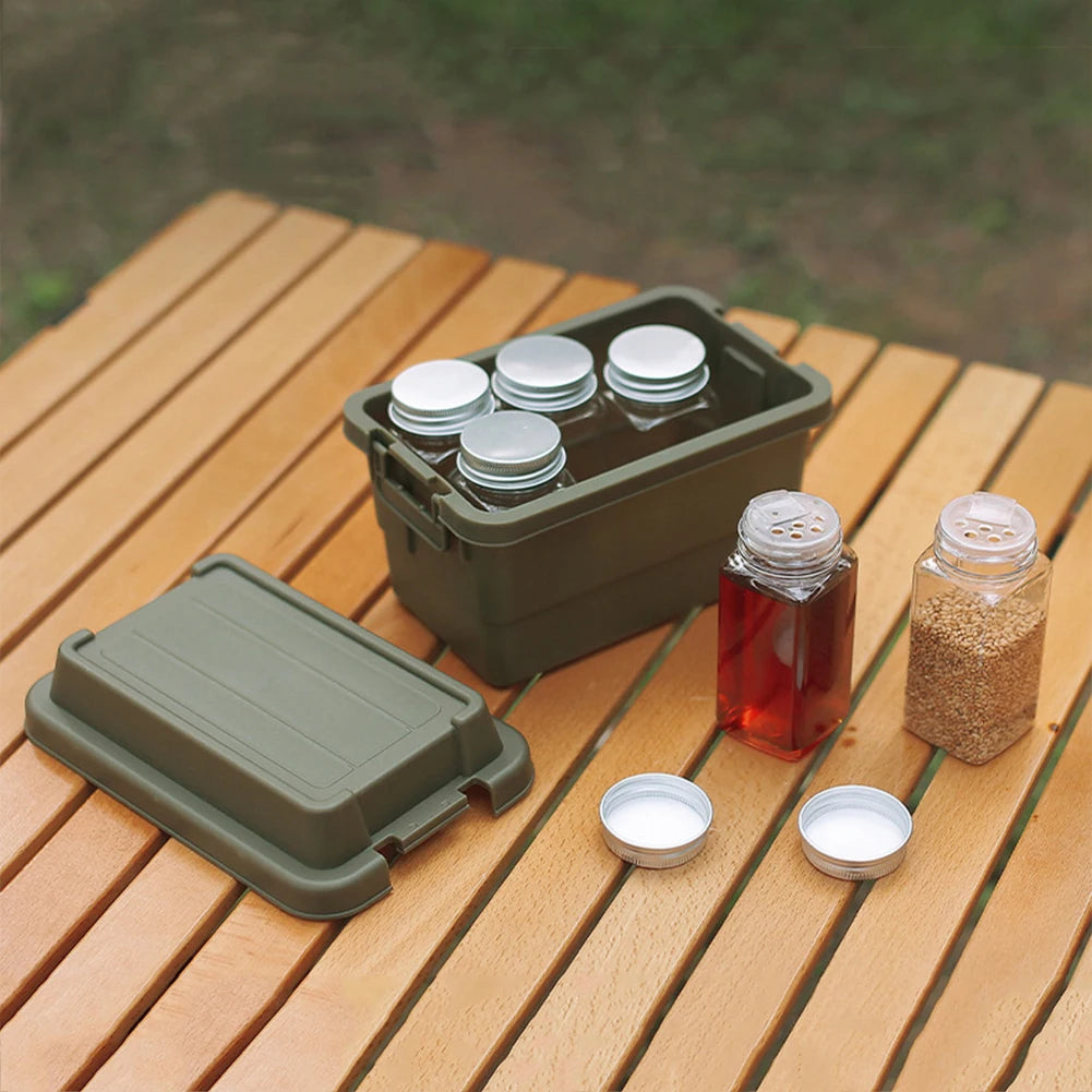 Multifunctional Outdoor Storage Box Seasoning Bottle Set Storage Box 1.1L Portable Napkin Paper Tissue Storage Case for Camping