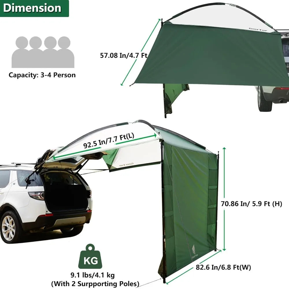 Portable Car Awning for Camping Vehicle Side Tent for SUV Car Trunk Shade Freight free