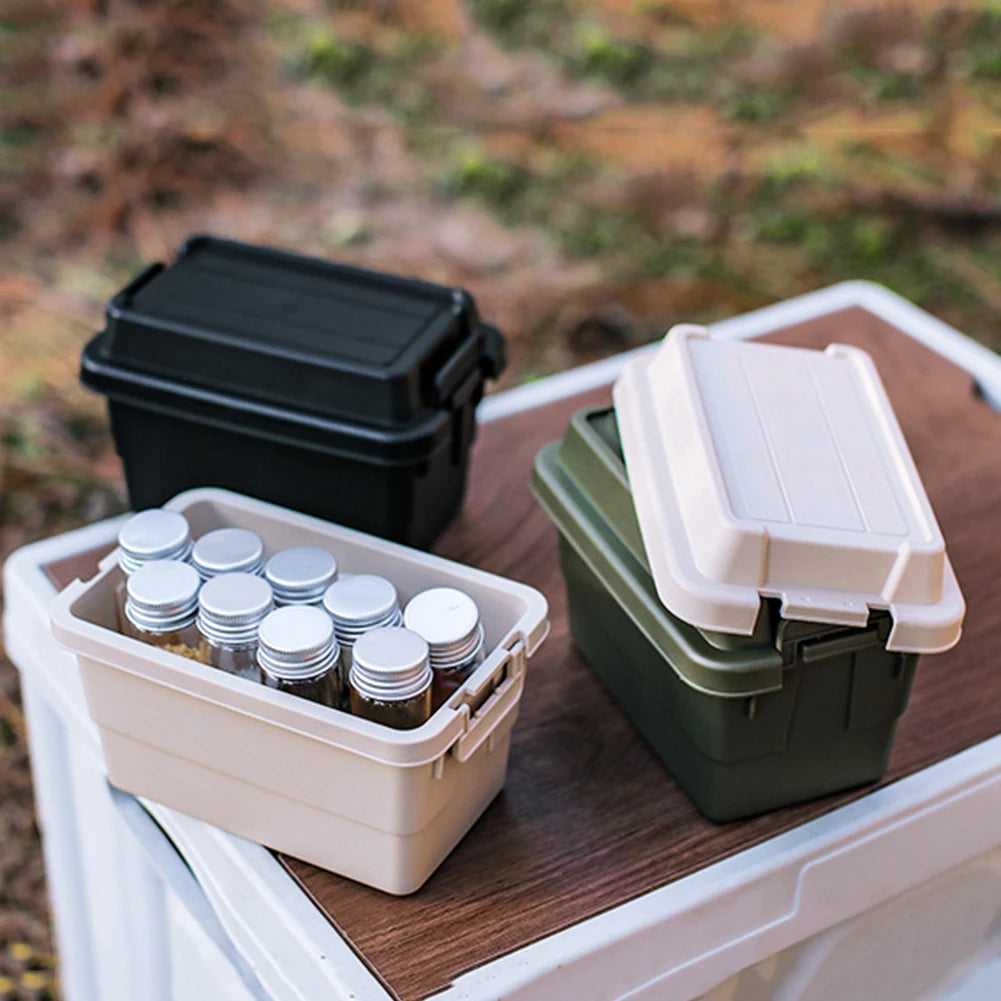 Multifunctional Outdoor Storage Box Seasoning Bottle Set Storage Box 1.1L Portable Napkin Paper Tissue Storage Case for Camping