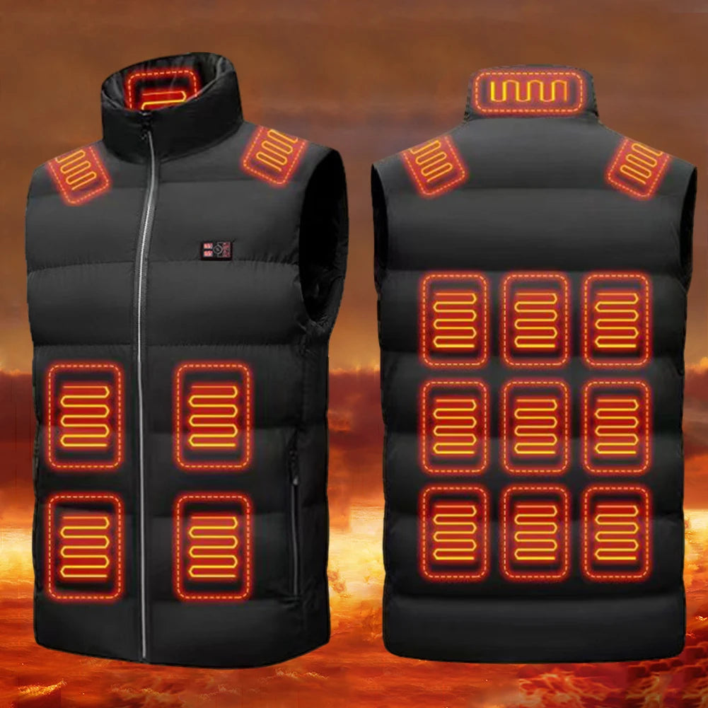 Men Women Heated Vest Electric Heating Coat 3 Heat Levels Warm USB Rechargeable Digital Display for Camping Outdoor Work Fishing