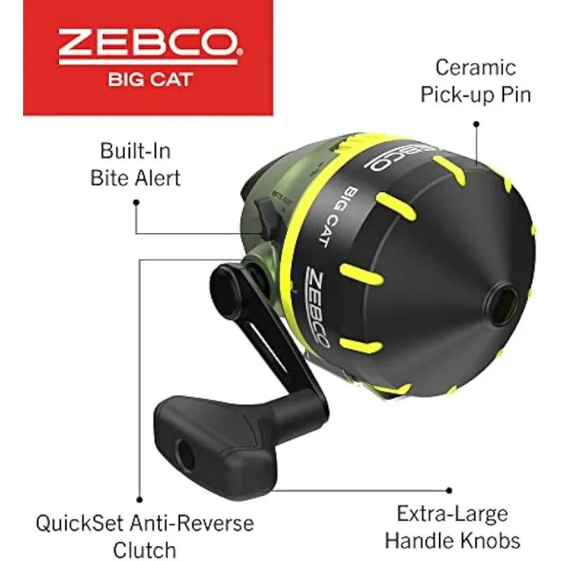 Zebco Big Cat Spincast Reel and Fishing Rod Combo, All-Metal Gears, Changeable Right- or Left-Hand Retrieve