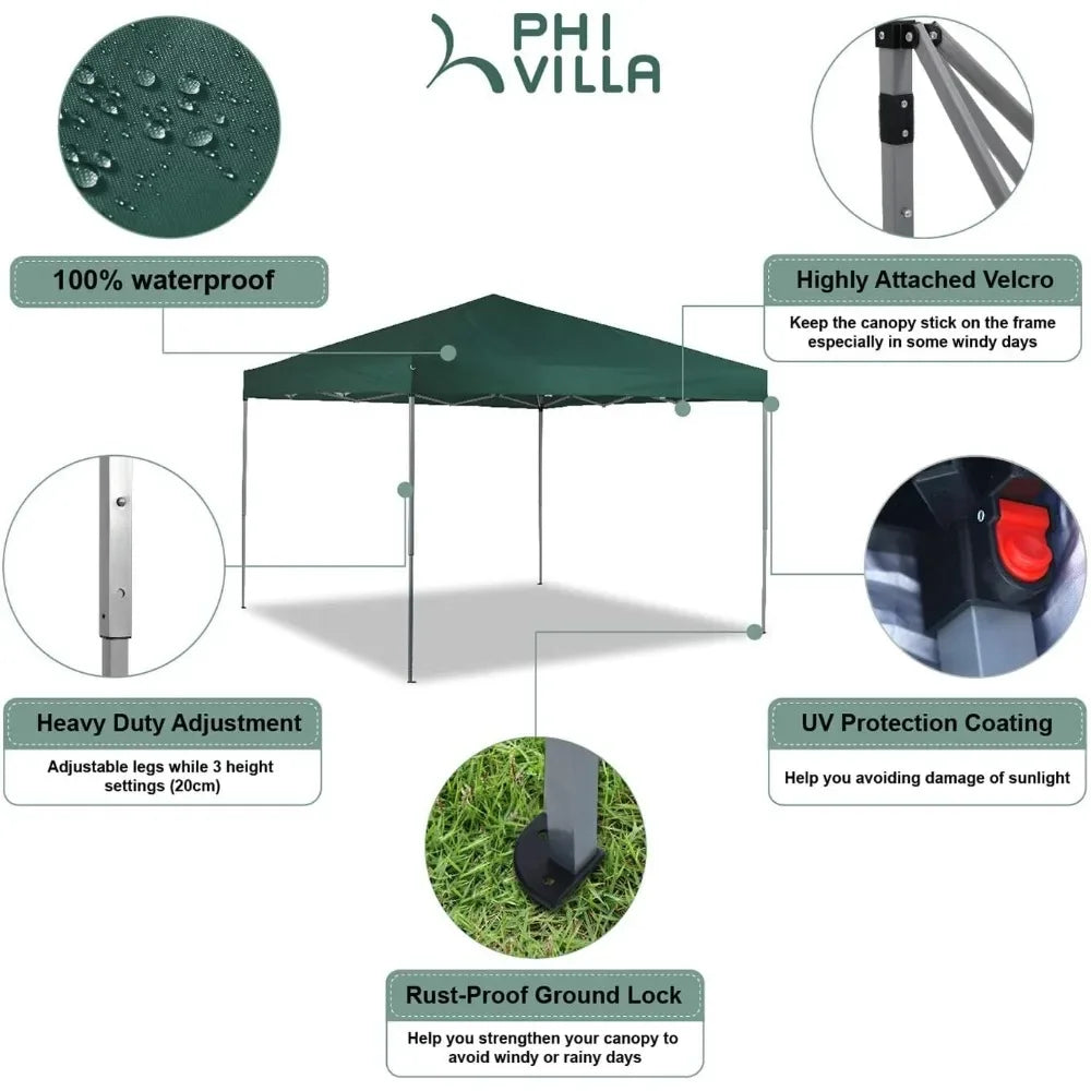 Outdoor Pop up Canopy 10'x10' Tent Camping Sun Shelter-Series Party Tent, 100 Sq. Ft of Shade (Green)