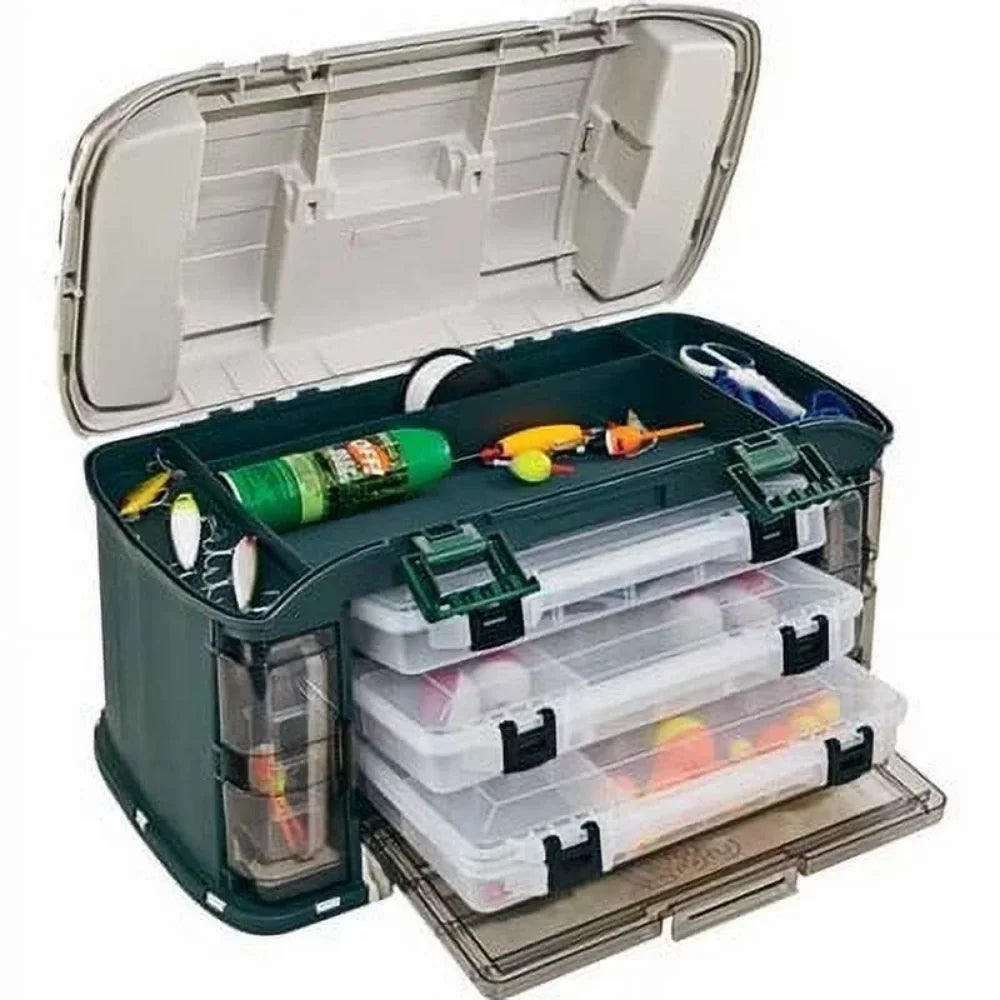 Plano Outdoor Sports Angled Fishing Tackle Box Storage System, Green / Tan, 11.5oz