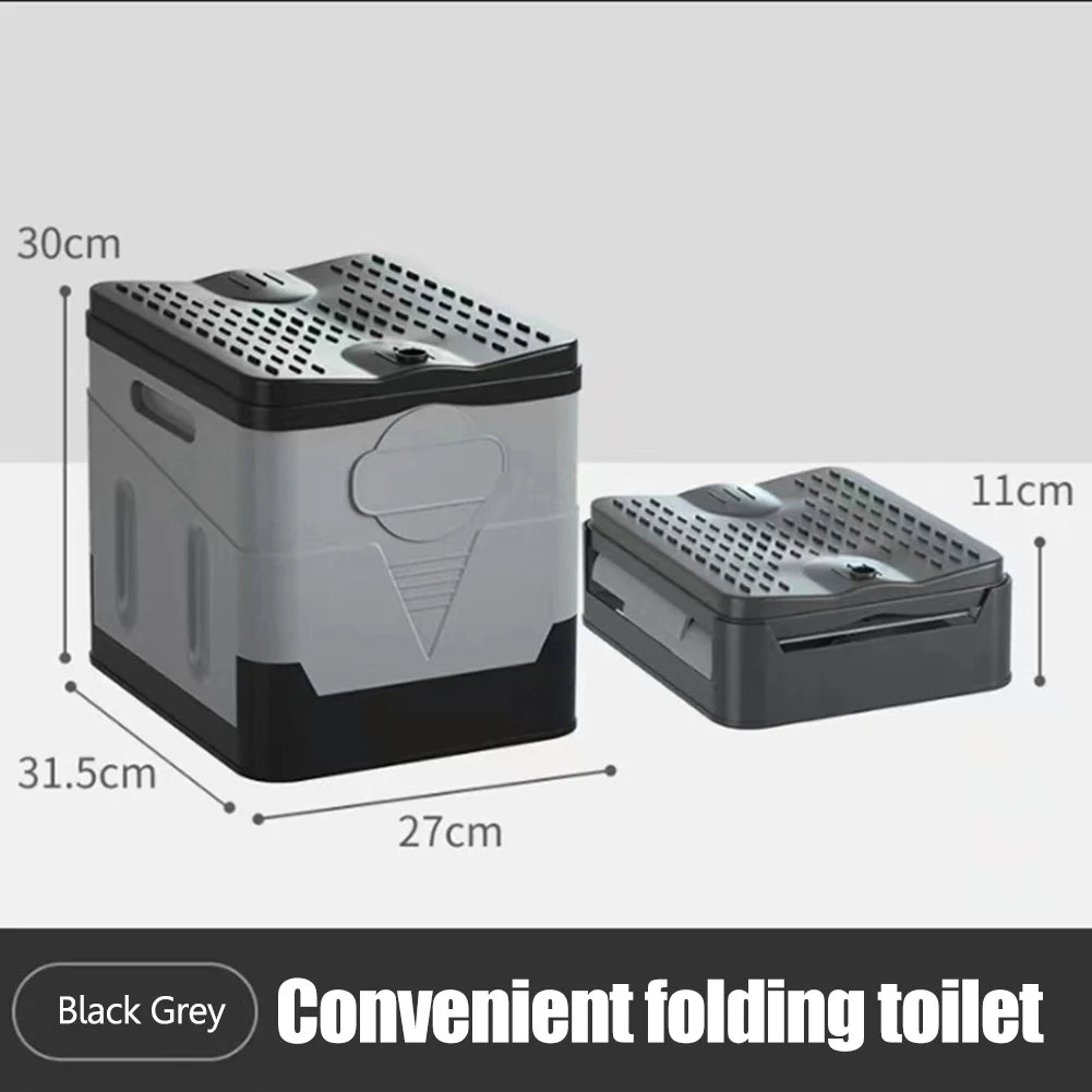 Camping Folding Toilet Movable Car Toilet Bucket Portable Trash Can Car Emergency Self-driving Travel Portable Outdoor Toilet