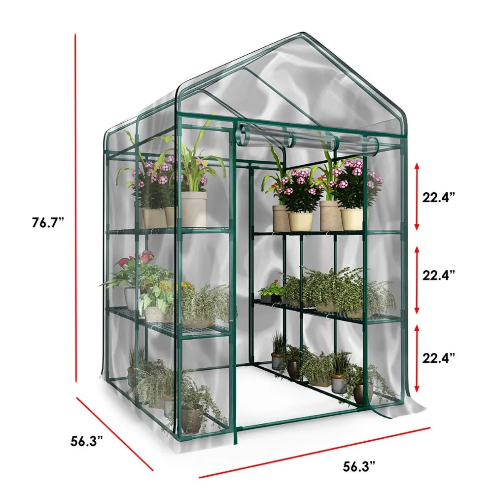 Versatile Greenhouse Plants House Steel Frame with Durable Shelves Indoor Outdoor