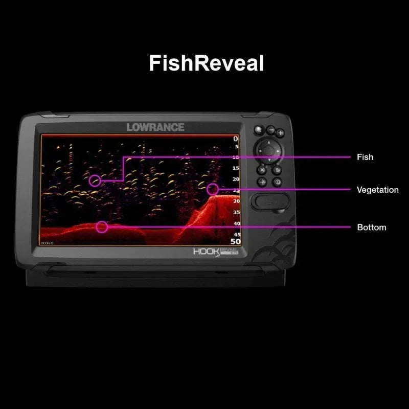 Reveal 7 Inch Fish Finders with Transducer, Plus Optional Preloaded Maps，live scope fishfinder