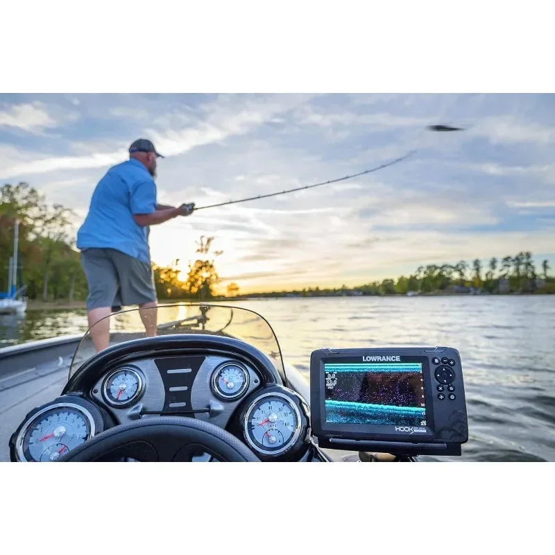 Reveal 7 Inch Fish Finders with Transducer, Plus Optional Preloaded Maps，live scope fishfinder