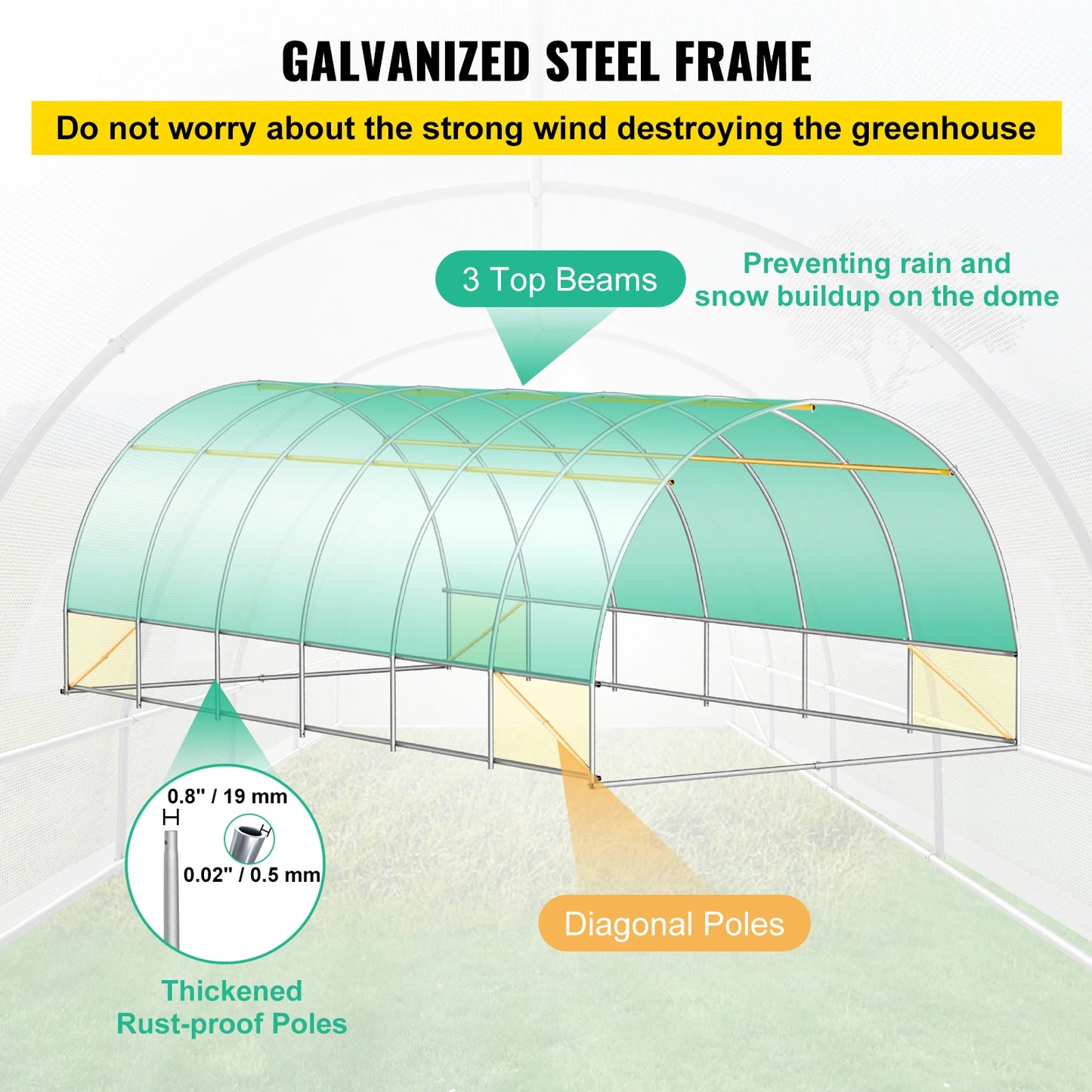 Walk-in Tunnel Greenhouse Galvanized Frame